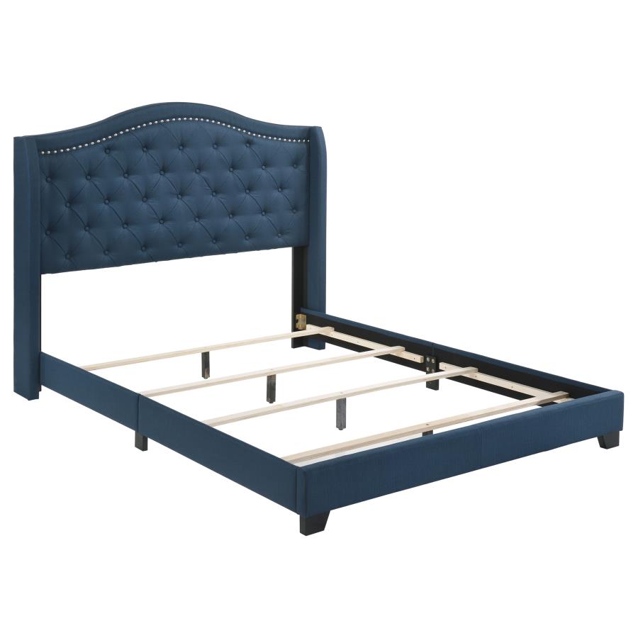 Sonoma Upholstered Full Wingback Bed Blue (image for) Sonoma Upholstered Full Wingback Bed Blue