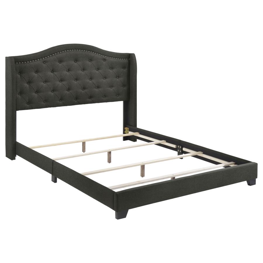 Sonoma Upholstered Full Wingback Bed Grey (image for) Sonoma Upholstered Full Wingback Bed Grey