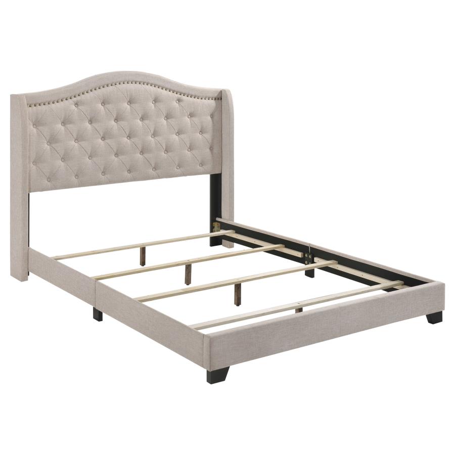 Sonoma Upholstered Full Wingback Bed Beige (image for) Sonoma Upholstered Full Wingback Bed Beige
