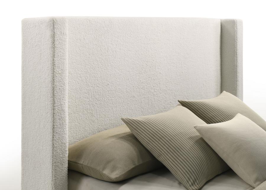 Alamosa Boucle Upholstered Queen Wingback Bed White 