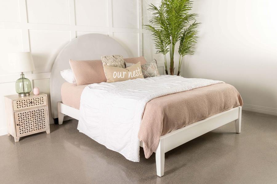 Modal Additional Images for June Upholstered Queen or Full Panel Headboard Ivory