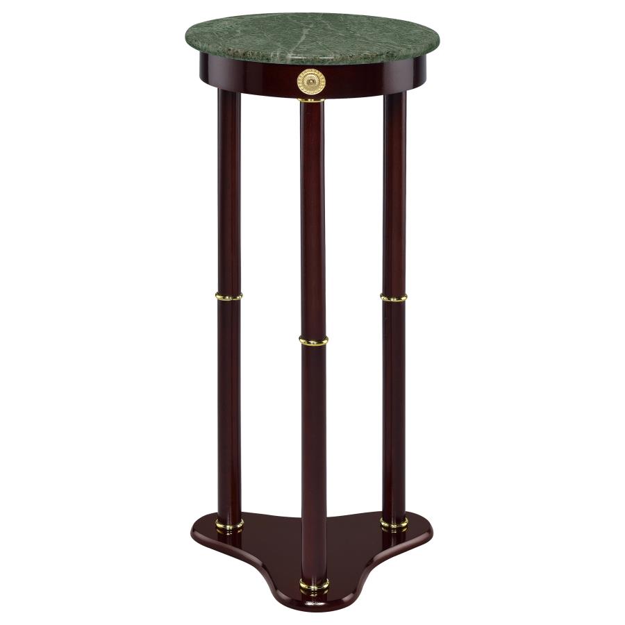 Edie Round Marble Top Accent Side Table Merlot (image for) Edie Round Marble Top Accent Side Table Merlot