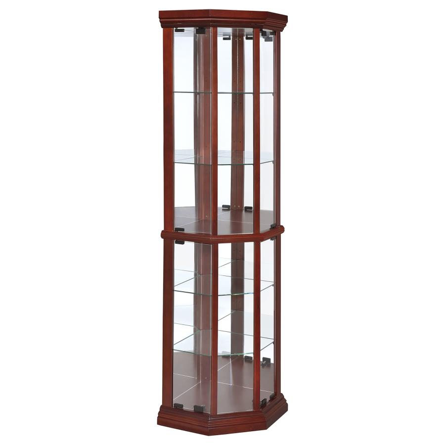 Appledale 6-shelf Corner Curio Display Cabinet Medium Brown (image for) Appledale 6-shelf Corner Curio Display Cabinet Medium Brown