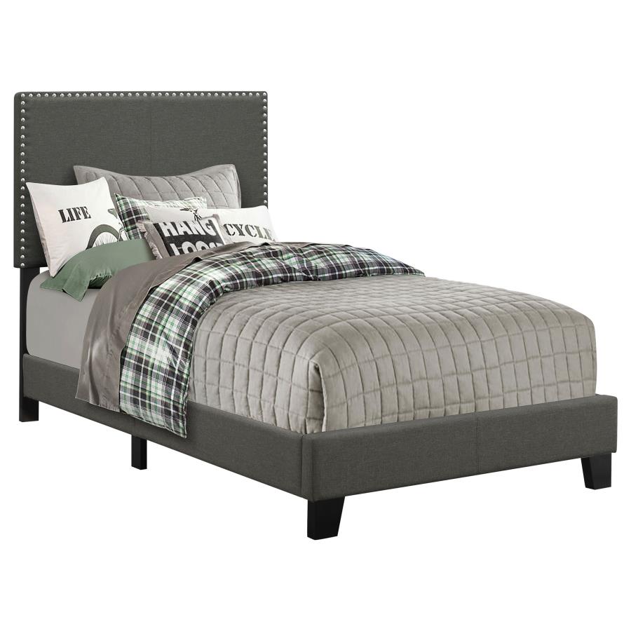 Boyd Upholstered Twin Panel Bed Charcoal (image for) Boyd Upholstered Twin Panel Bed Charcoal