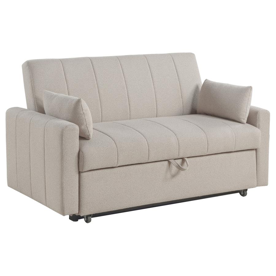 Portland Boucle Upholstered Sleeper Sofa Bed Latte (image for) Portland Boucle Upholstered Sleeper Sofa Bed Latte