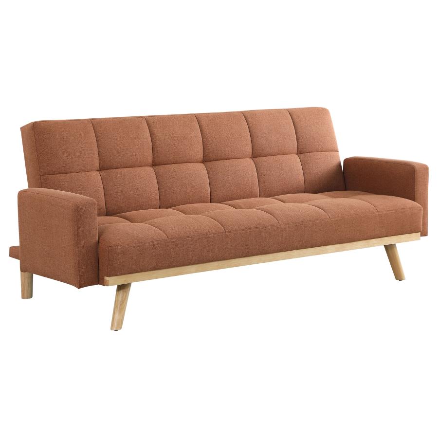 Kourtney Upholstered Tufted Convertible Sofa Bed Terracotta (image for) Kourtney Upholstered Tufted Convertible Sofa Bed Terracotta