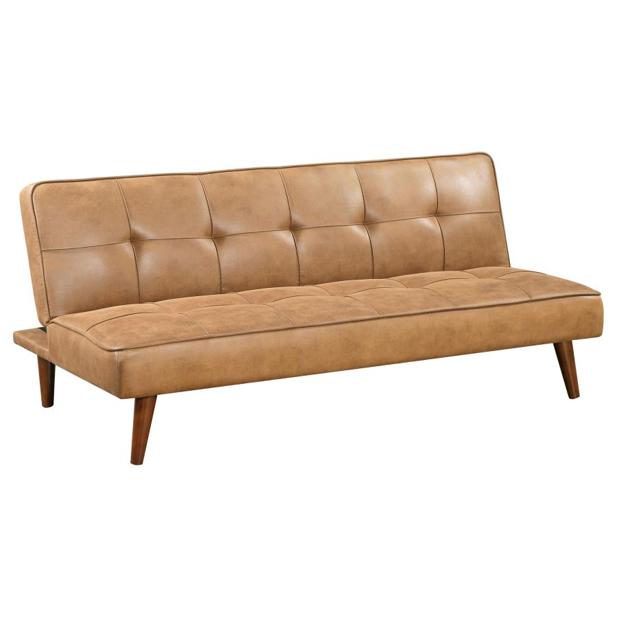 Jenson Upholstered Tufted Convertible Sofa Bed Saddle Brown (image for) Jenson Upholstered Tufted Convertible Sofa Bed Saddle Brown