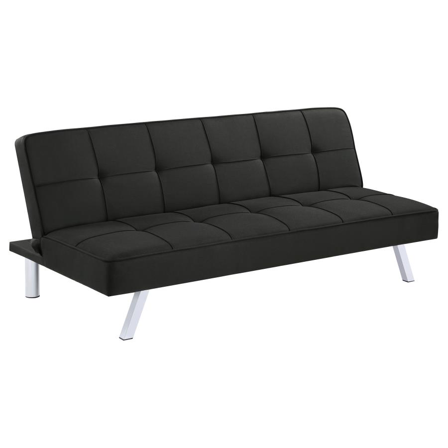 Joel Upholstered Tufted Convertible Sofa Bed Black (image for) Joel Upholstered Tufted Convertible Sofa Bed Black