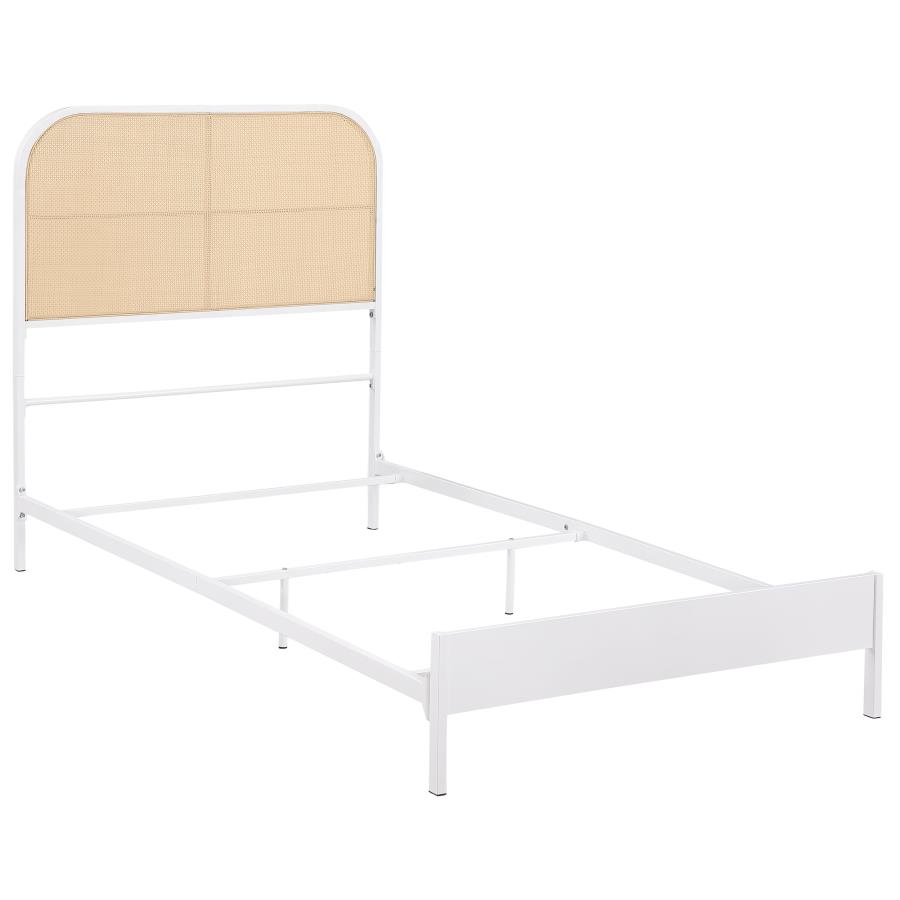 Amherst Radio Weave Rattan Metal Twin Bed White (image for) Amherst Radio Weave Rattan Metal Twin Bed White