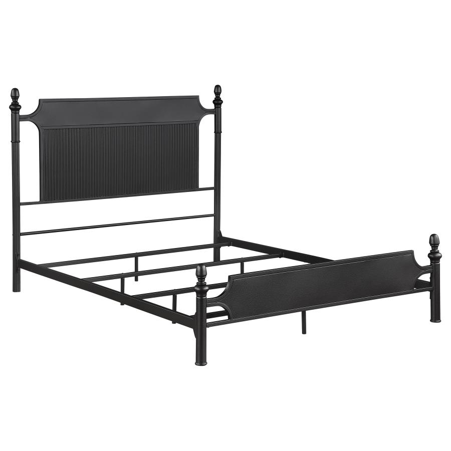 Cameron 51-inch Metal Queen Panel Bed Black (image for) Cameron 51-inch Metal Queen Panel Bed Black