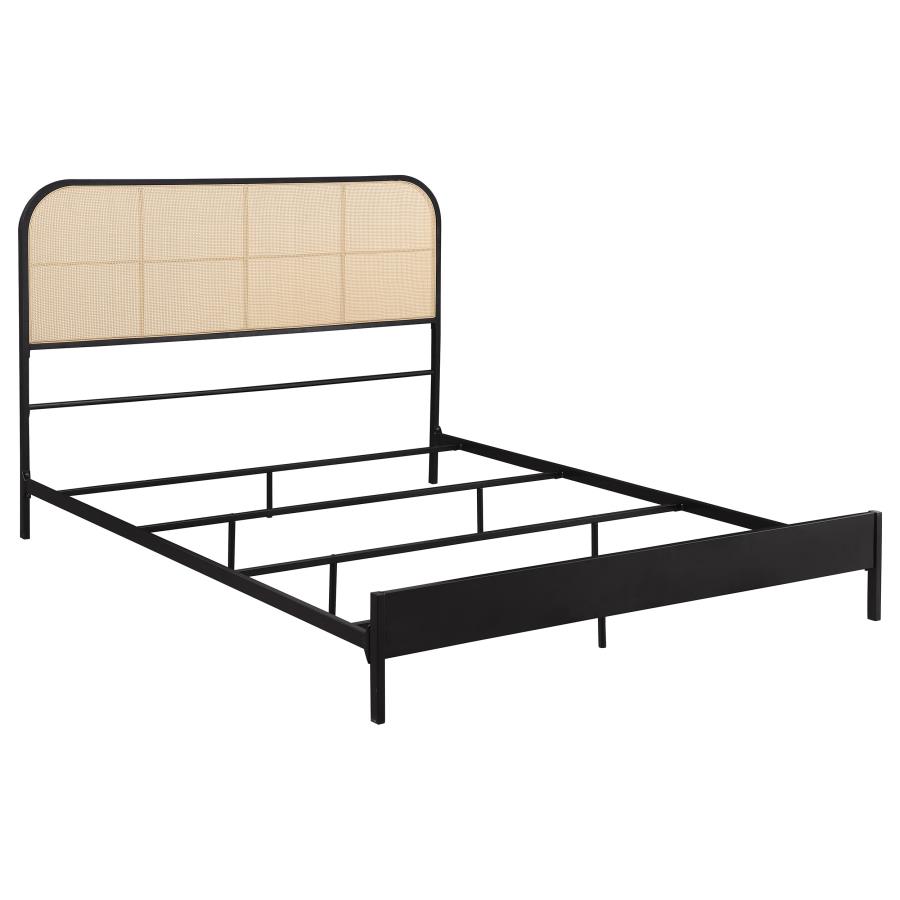 Amherst Radio Weave Rattan Metal Queen Bed Black (image for) Amherst Radio Weave Rattan Metal Queen Bed Black