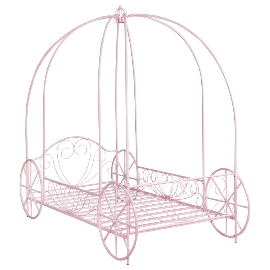 Massi Metal Twin Canopy Bed Powder Pink (image for) Massi Metal Twin Canopy Bed Powder Pink