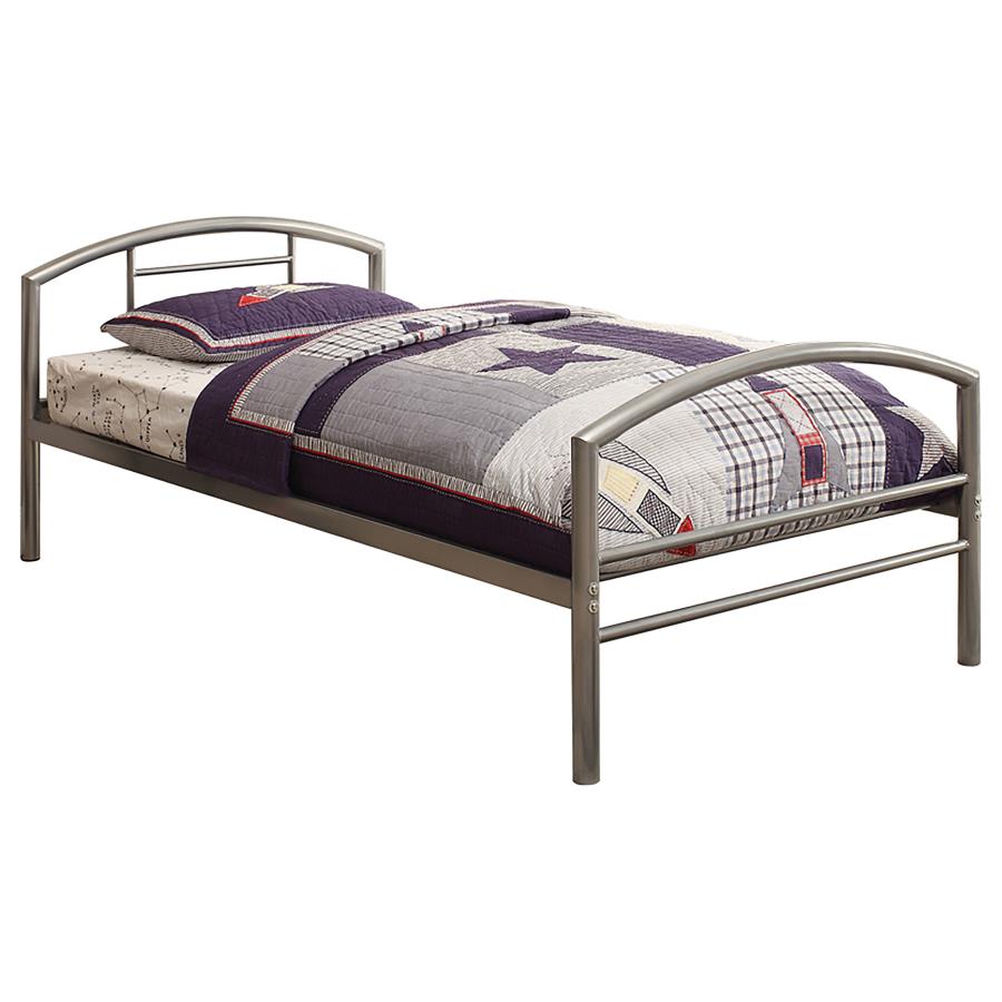 Baines Metal Twin Open Frame Bed Silver (image for) Baines Metal Twin Open Frame Bed Silver