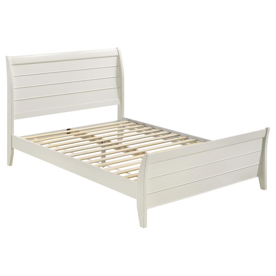 Selena Wood Full Panel Bed Cream White (image for) Selena Wood Full Panel Bed Cream White