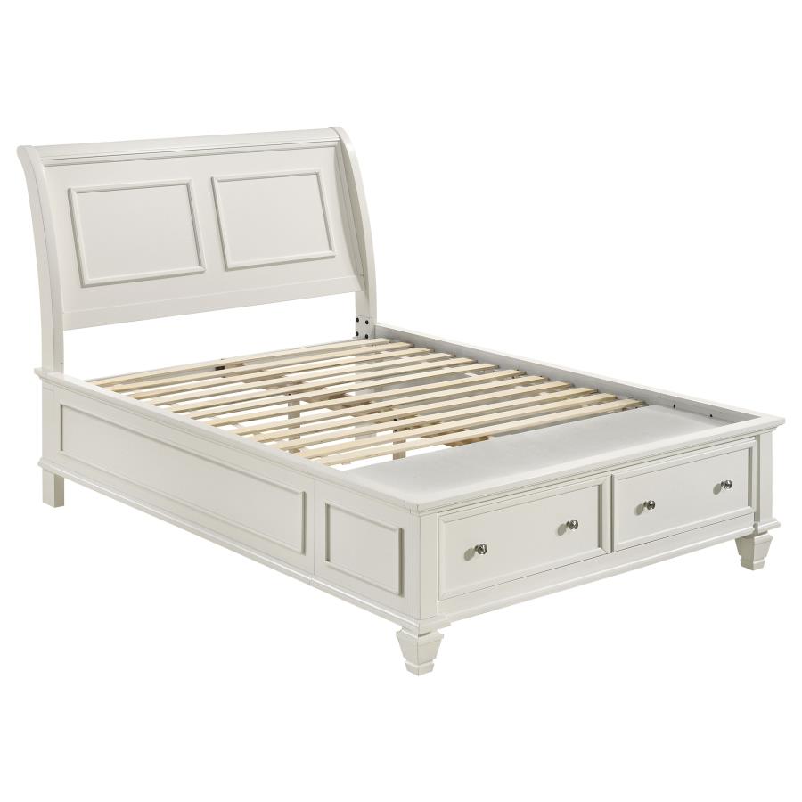 Selena Wood Full Storage Panel Bed Cream White (image for) Selena Wood Full Storage Panel Bed Cream White