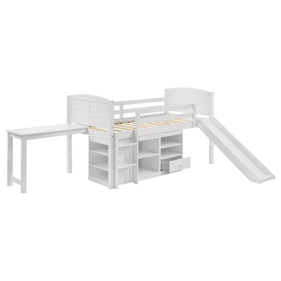 Millie Twin Workstation Loft Bed White (image for) Millie Twin Workstation Loft Bed White