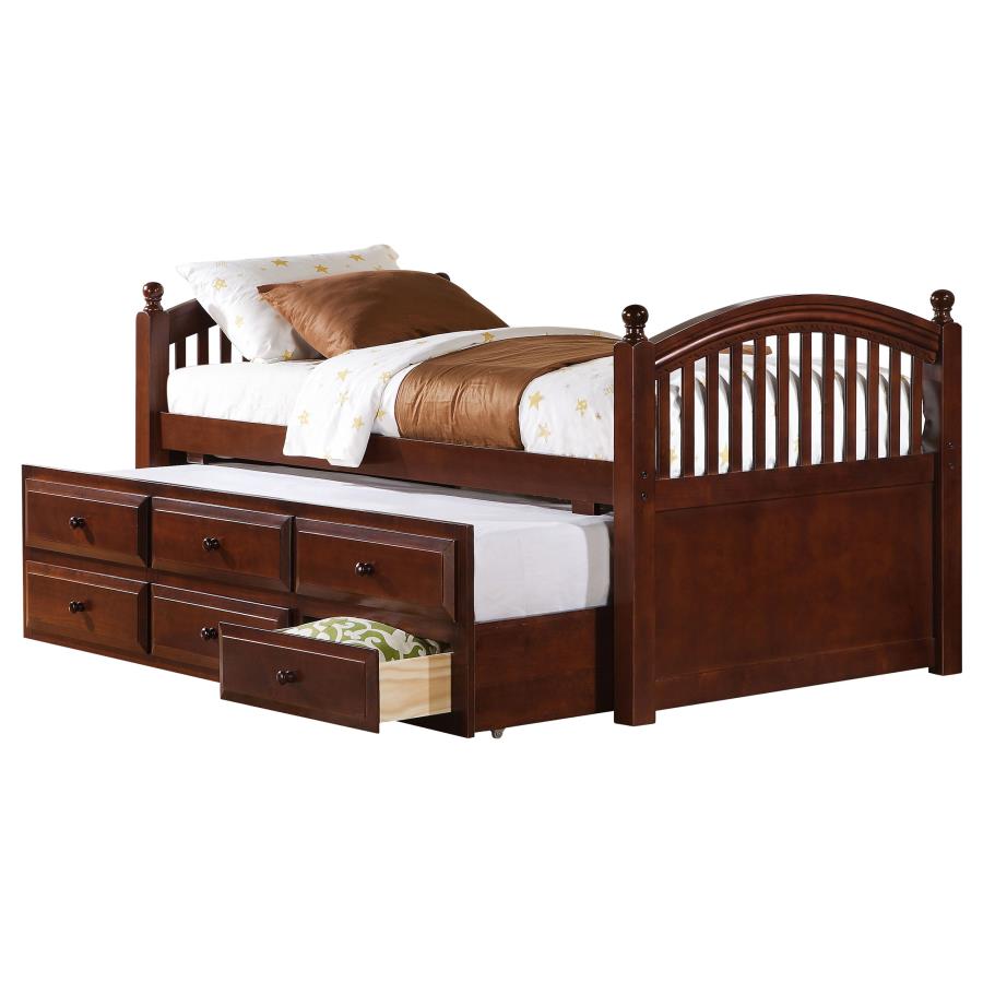Norwood 3-drawer Twin Bed with Captains Trundle Chestnut (image for) Norwood 3-drawer Twin Bed with Captains Trundle Chestnut