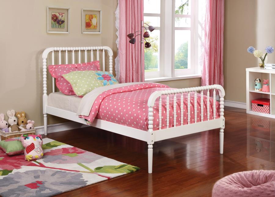 Jones Wood Twin Open Frame Bed White (image for) Jones Wood Twin Open Frame Bed White