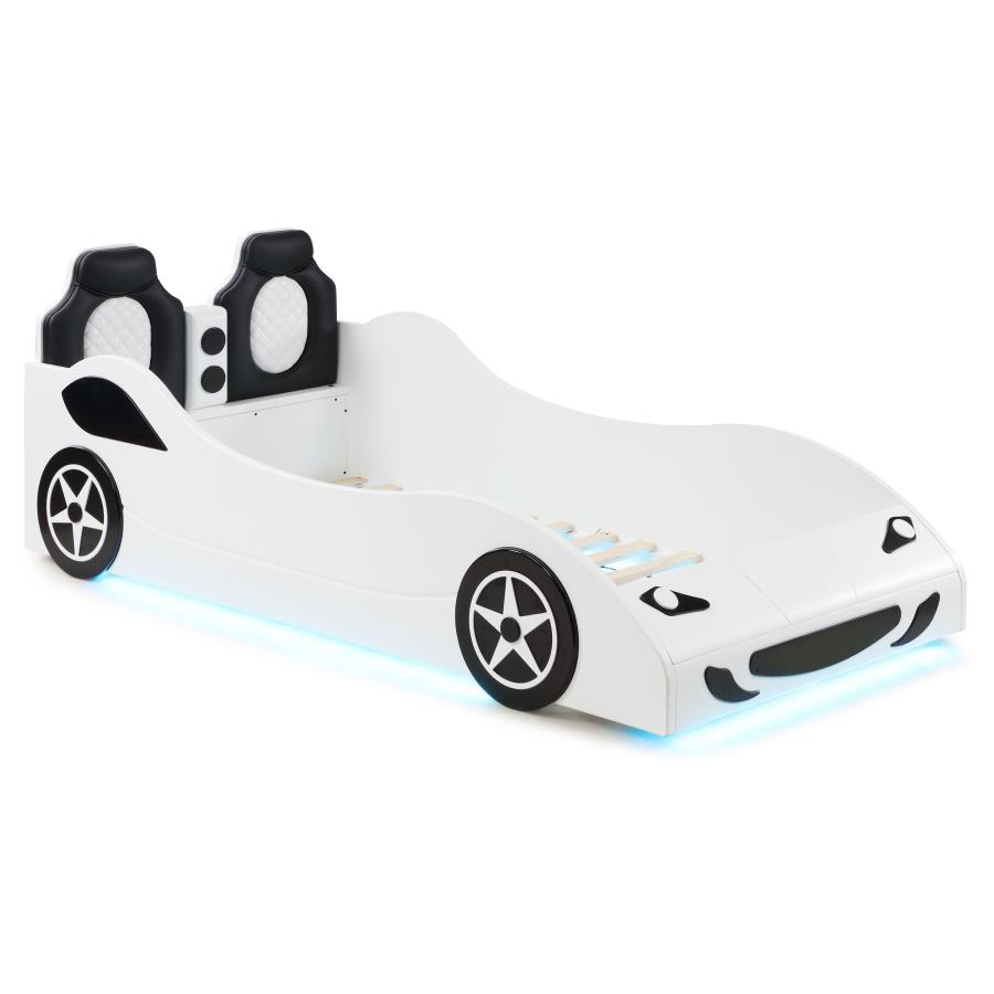 Cruiser Wood Twin LED Car Bed White (image for) Cruiser Wood Twin LED Car Bed White