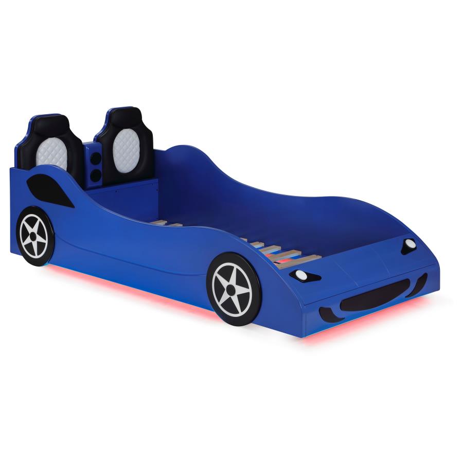 Cruiser Wood Twin LED Car Bed Blue (image for) Cruiser Wood Twin LED Car Bed Blue