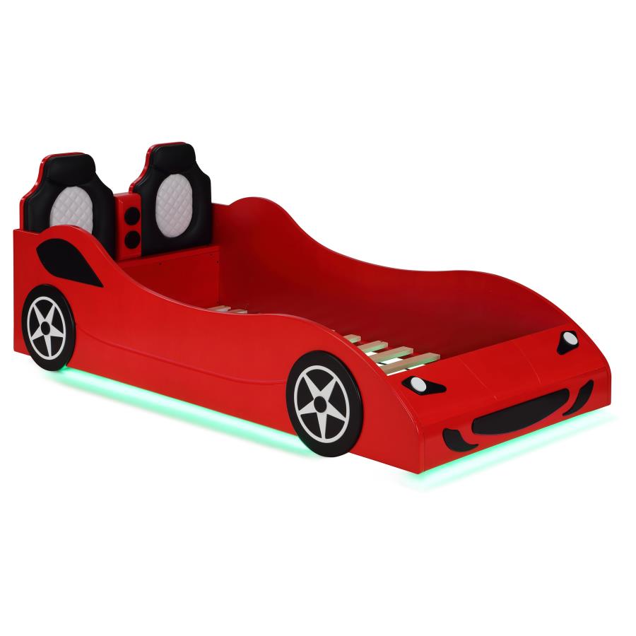 Cruiser Wood Twin LED Car Bed Red (image for) Cruiser Wood Twin LED Car Bed Red