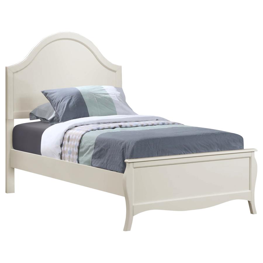 Dominique Wood Twin Panel Bed Cream White (image for) Dominique Wood Twin Panel Bed Cream White