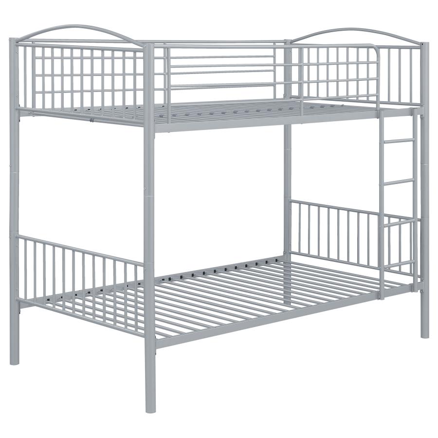 Anson Twin Over Twin Bunk Bed Silver (image for) Anson Twin Over Twin Bunk Bed Silver