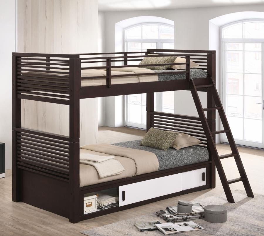 Oliver Wood Twin Over Twin Bunk Bed Java (image for) Oliver Wood Twin Over Twin Bunk Bed Java