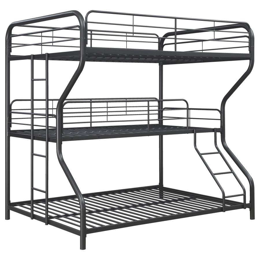 Garner Full Over Twin Over Full Triple Bunk Bed Gunmetal (image for) Garner Full Over Twin Over Full Triple Bunk Bed Gunmetal