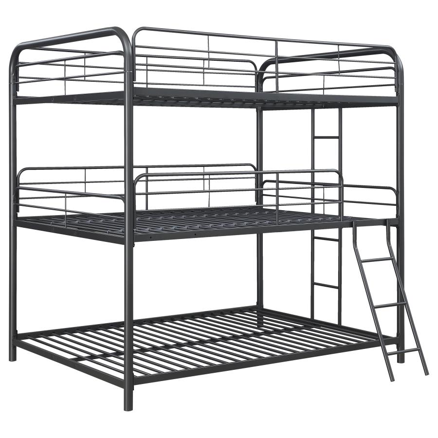 Garner Metal Full Triple Bunk Bed Gunmetal (image for) Garner Metal Full Triple Bunk Bed Gunmetal