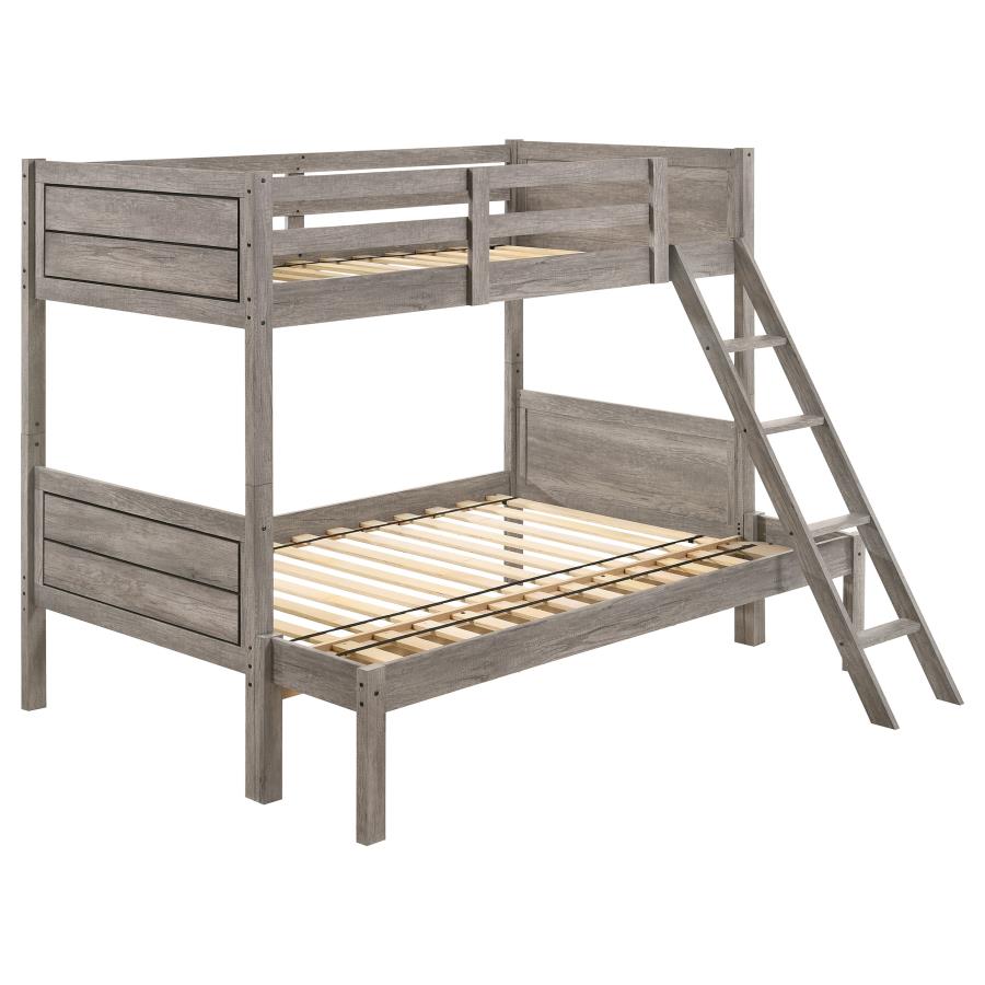 Ryder Wood Twin Over Full Bunk Bed Weathered Taupe (image for) Ryder Wood Twin Over Full Bunk Bed Weathered Taupe