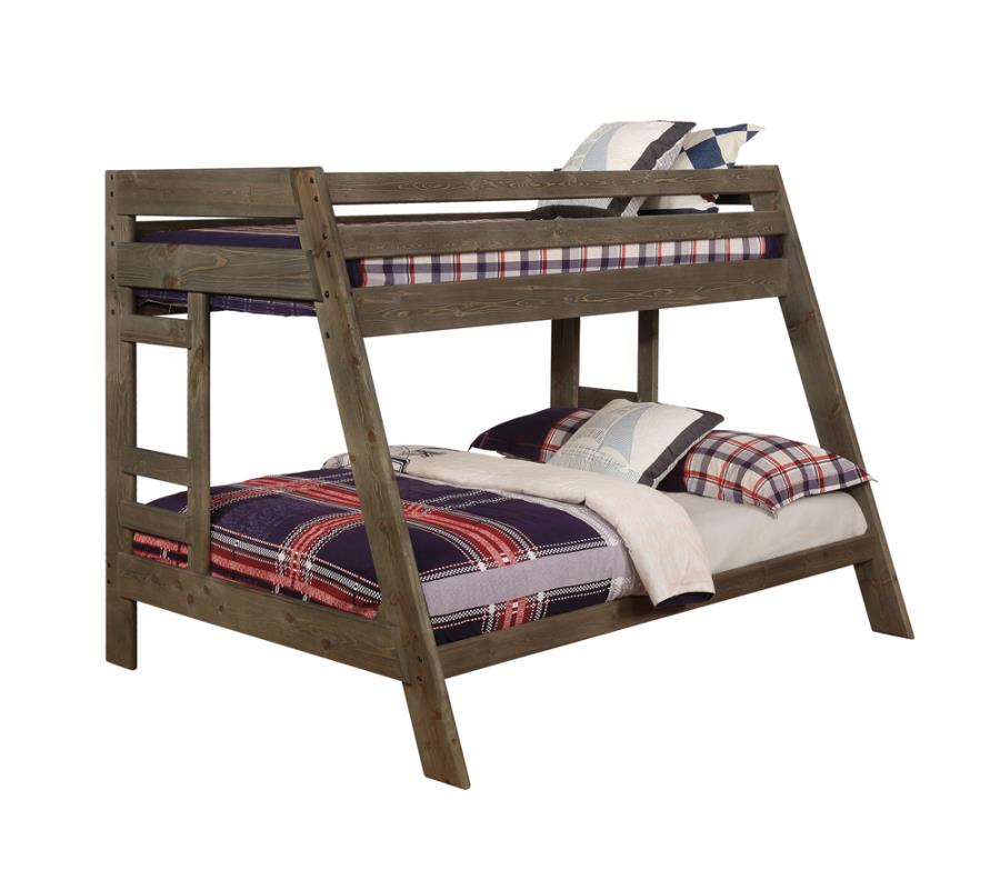 Wrangle Hill Wood Twin Over Full Bunk Bed Gun Smoke (image for) Wrangle Hill Wood Twin Over Full Bunk Bed Gun Smoke