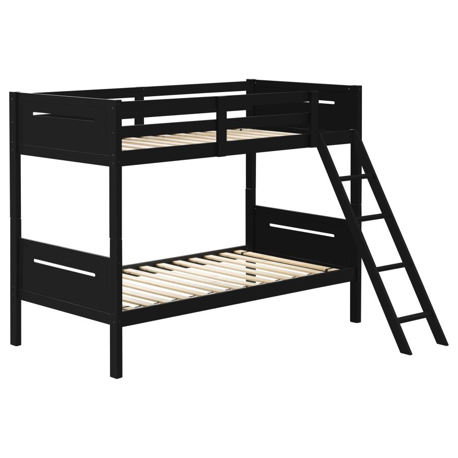 Littleton Wood Twin Over Twin Bunk Bed Black (image for) Littleton Wood Twin Over Twin Bunk Bed Black