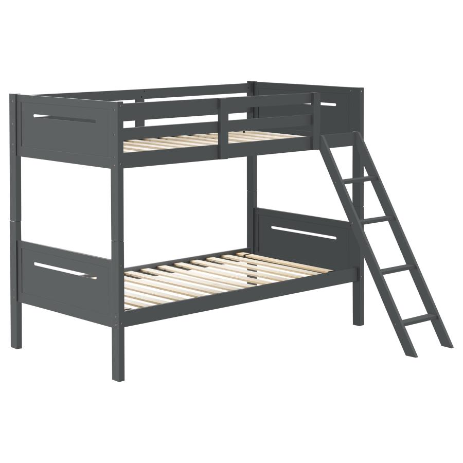 Littleton Wood Twin Over Twin Bunk Bed Grey (image for) Littleton Wood Twin Over Twin Bunk Bed Grey