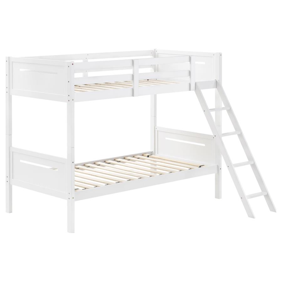 Littleton Wood Twin Over Twin Bunk Bed White (image for) Littleton Wood Twin Over Twin Bunk Bed White