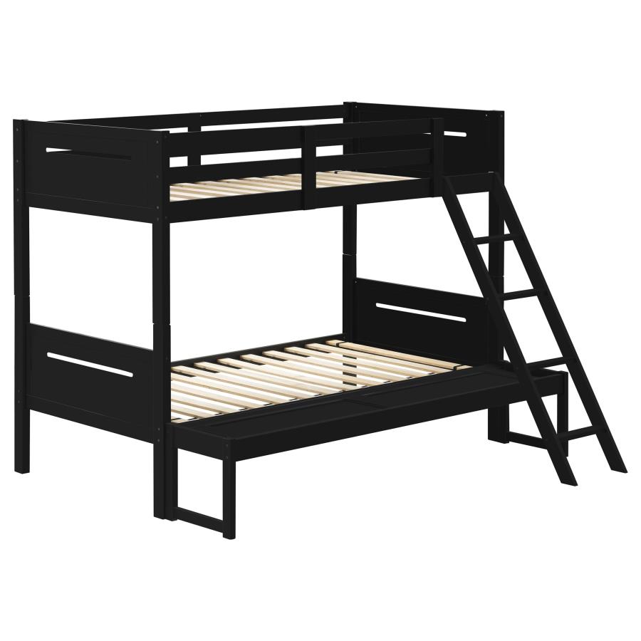 Littleton Wood Twin Over Full Bunk Bed Black (image for) Littleton Wood Twin Over Full Bunk Bed Black