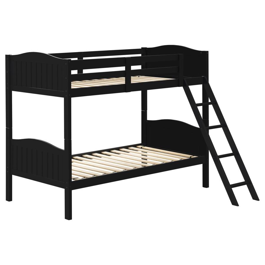 Arlo Wood Twin Over Twin Bunk Bed Black (image for) Arlo Wood Twin Over Twin Bunk Bed Black