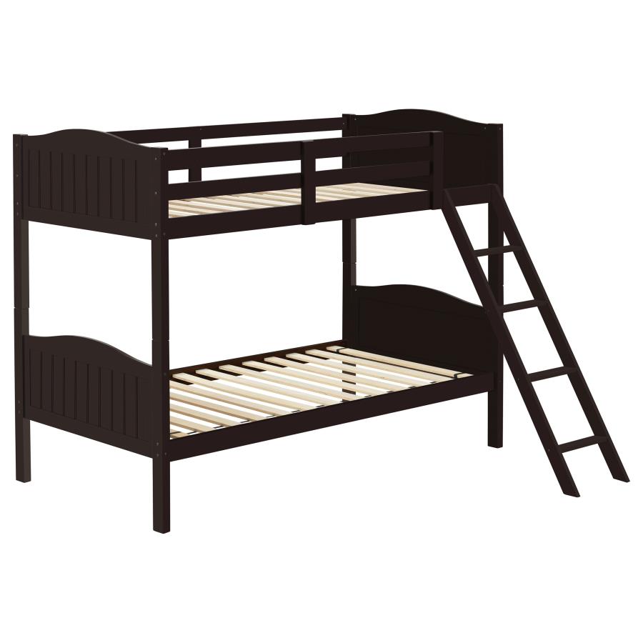 Arlo Wood Twin Over Twin Bunk Bed Espresso (image for) Arlo Wood Twin Over Twin Bunk Bed Espresso