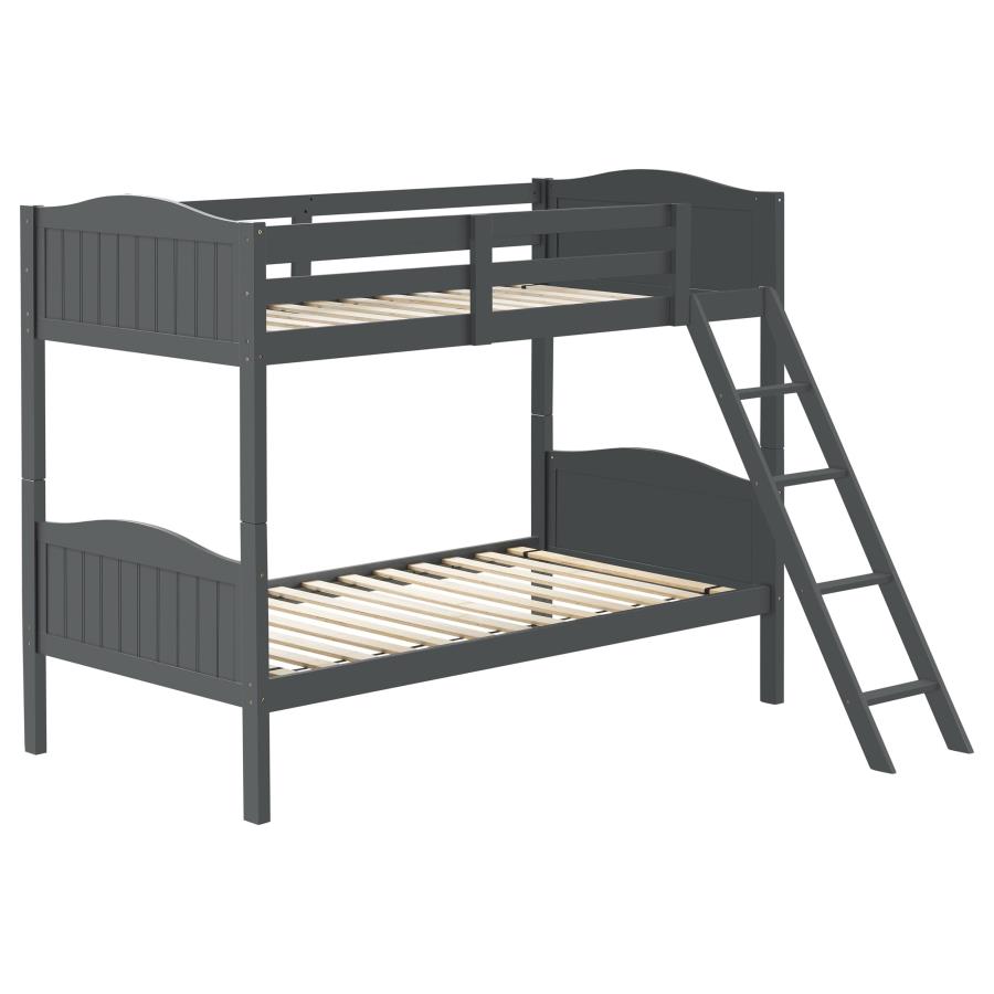 Arlo Wood Twin Over Twin Bunk Bed Grey (image for) Arlo Wood Twin Over Twin Bunk Bed Grey