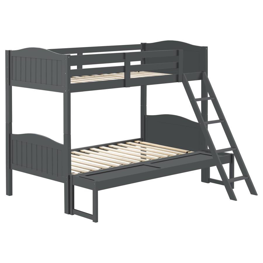 Arlo Wood Twin Over Full Bunk Bed Grey (image for) Arlo Wood Twin Over Full Bunk Bed Grey