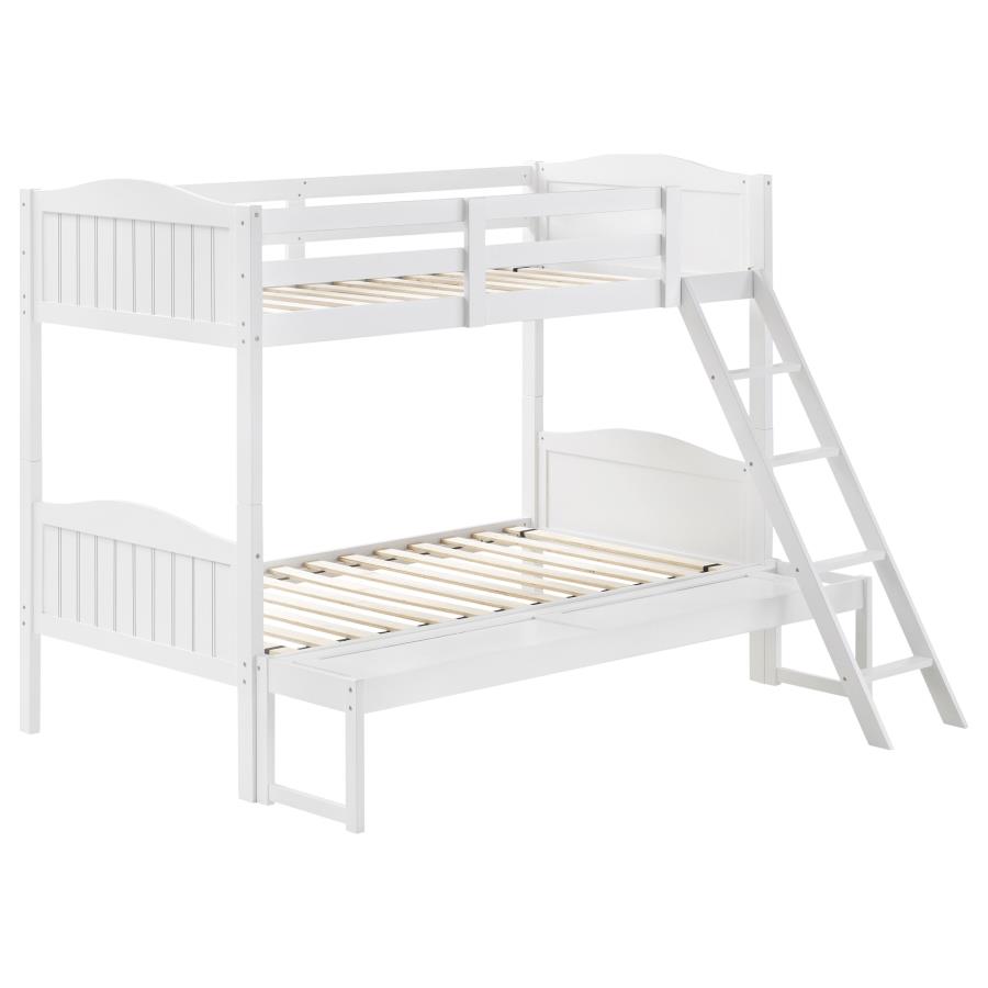 Arlo Wood Twin Over Full Bunk Bed White (image for) Arlo Wood Twin Over Full Bunk Bed White