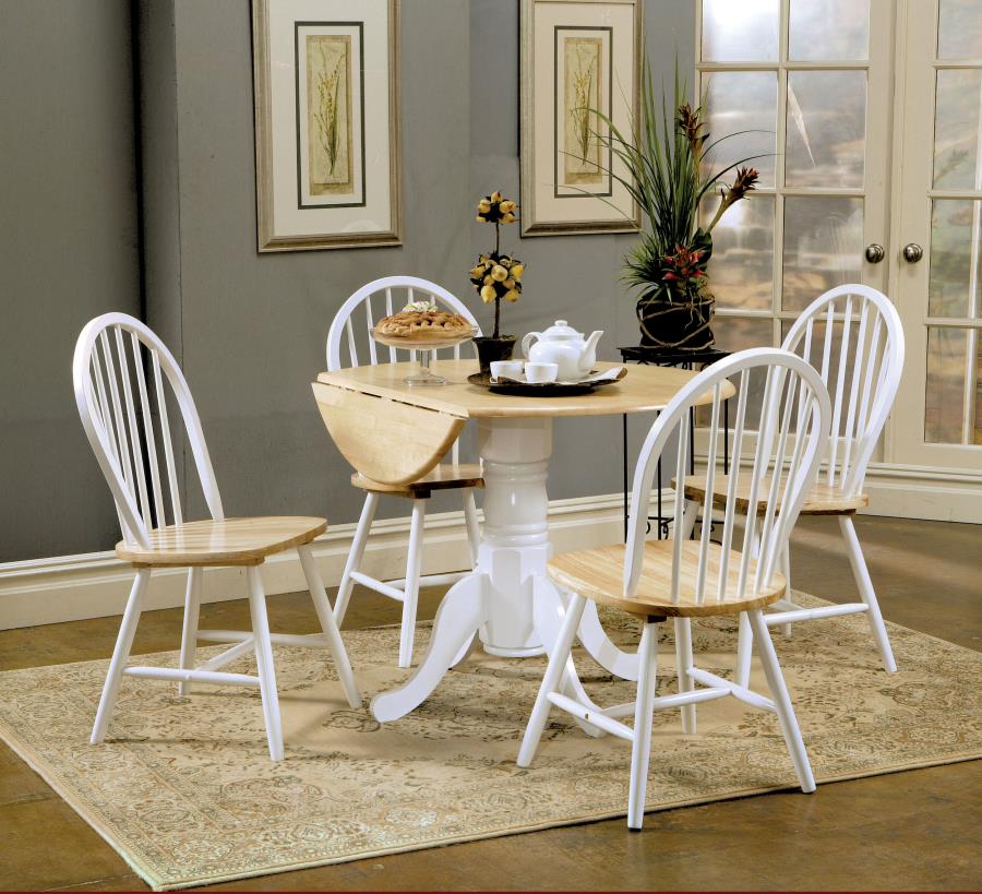 Allison 5-piece Round Drop Leaf Dining Table Set White (image for) Allison 5-piece Round Drop Leaf Dining Table Set White