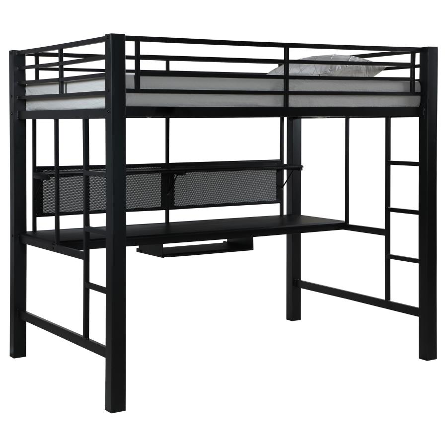 Avalon Full Workstation Loft Bed Black (image for) Avalon Full Workstation Loft Bed Black