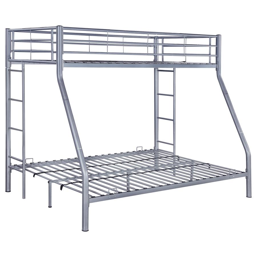 Hayward Metal Twin Over Full Bunk Bed Silver (image for) Hayward Metal Twin Over Full Bunk Bed Silver