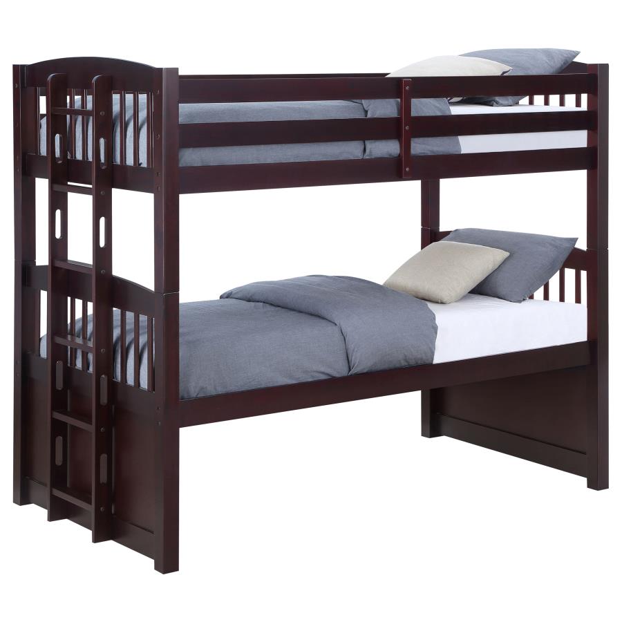 Kensington Twin Over Twin Bunk Bed with Trundle Cappuccino (image for) Kensington Twin Over Twin Bunk Bed with Trundle Cappuccino