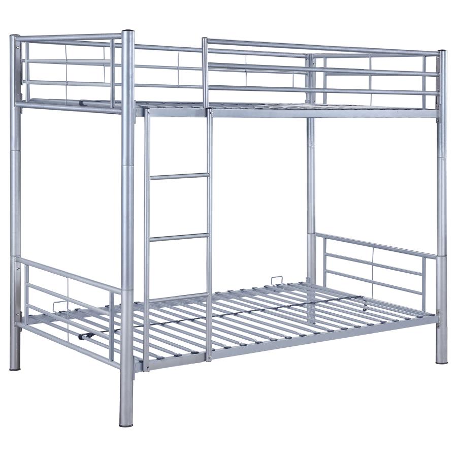 Hayward Metal Twin Over Twin Bunk Bed Silver (image for) Hayward Metal Twin Over Twin Bunk Bed Silver
