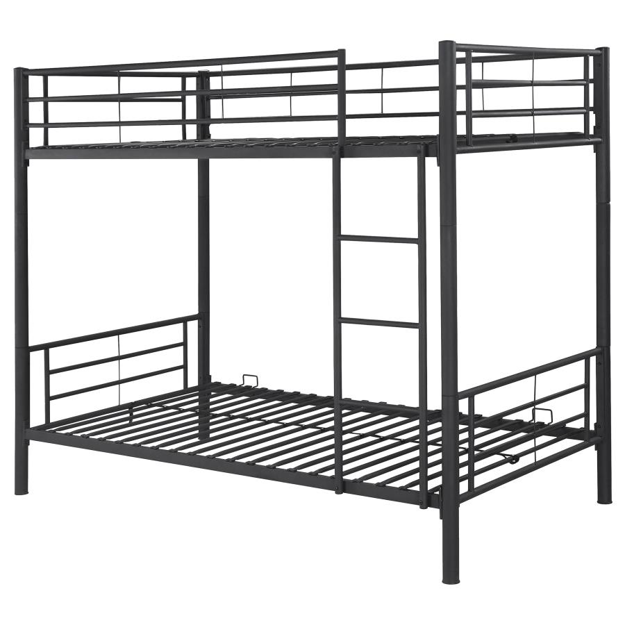 Hayward Metal Twin Over Twin Bunk Bed Black (image for) Hayward Metal Twin Over Twin Bunk Bed Black