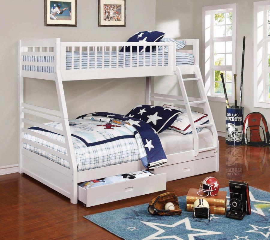 Ashton 2-drawer Wood Twin Over Full Bunk Bed White (image for) Ashton 2-drawer Wood Twin Over Full Bunk Bed White