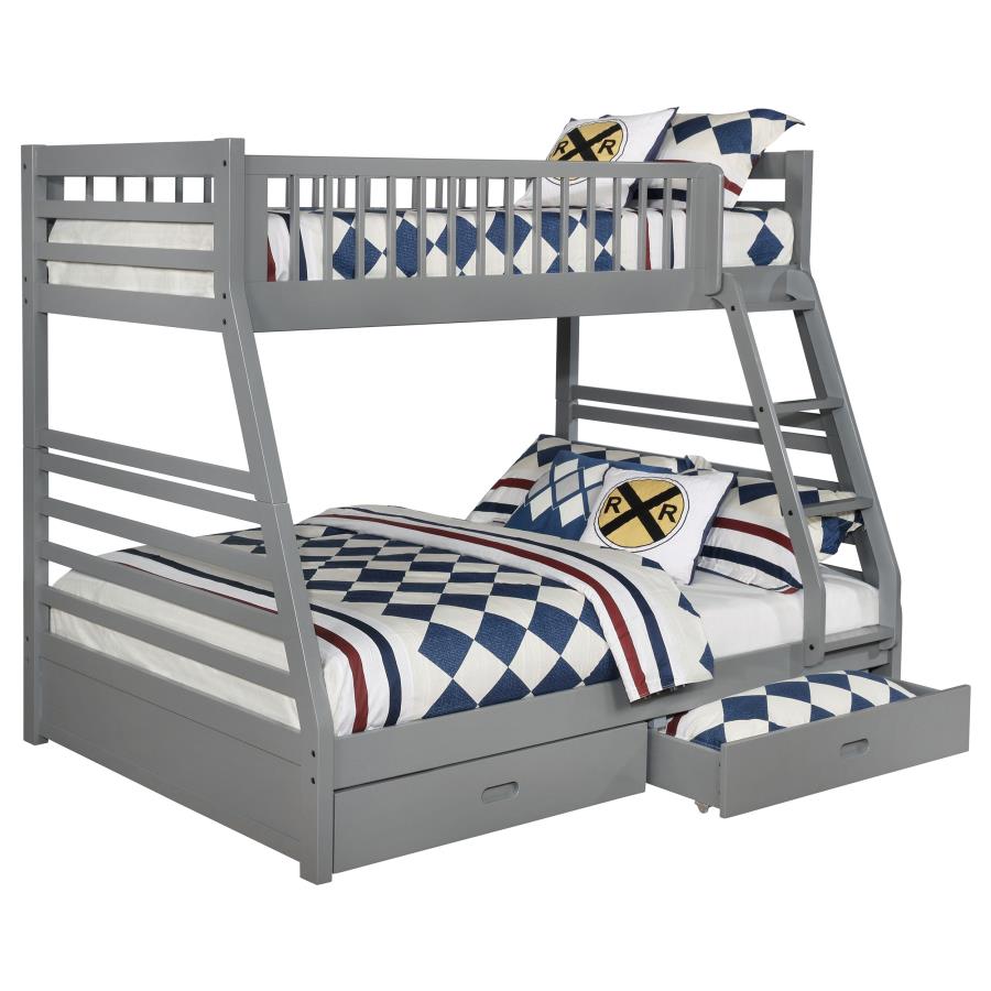 Ashton 2-drawer Wood Twin Over Full Bunk Bed Grey (image for) Ashton 2-drawer Wood Twin Over Full Bunk Bed Grey