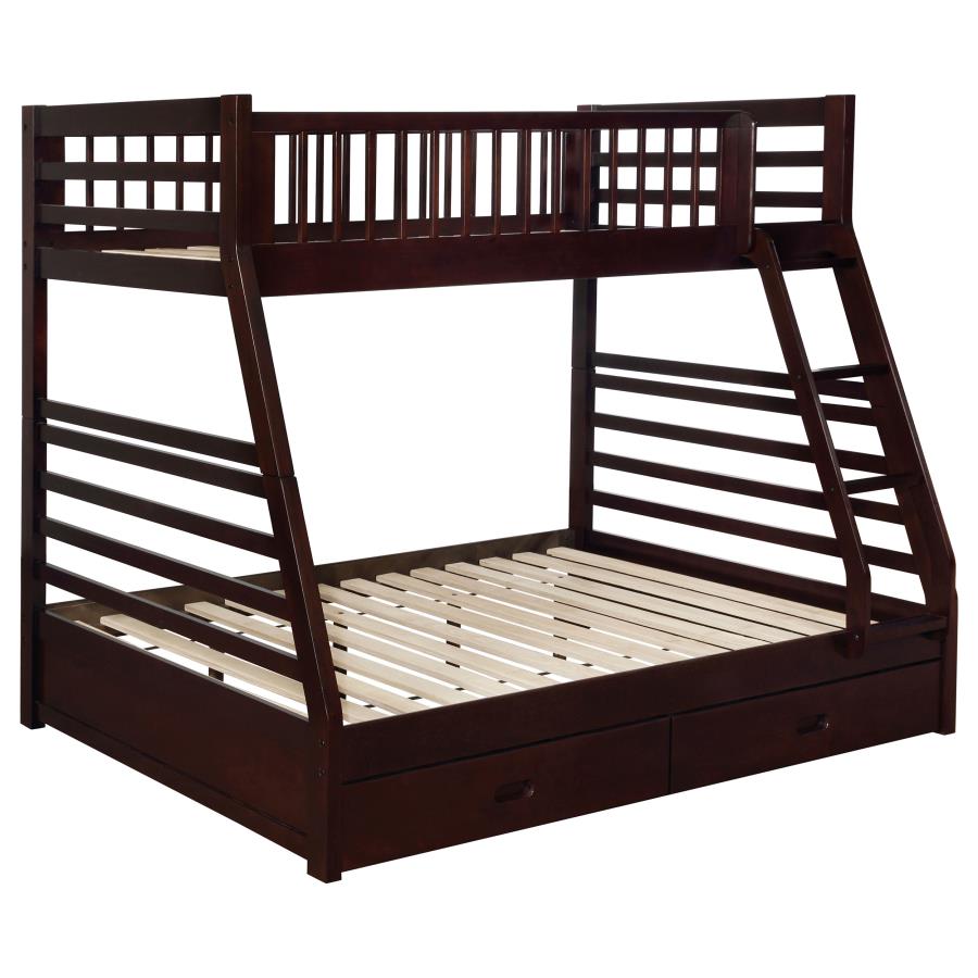 Ashton 2-drawer Wood Twin Over Full Bunk Bed Cappuccino (image for) Ashton 2-drawer Wood Twin Over Full Bunk Bed Cappuccino